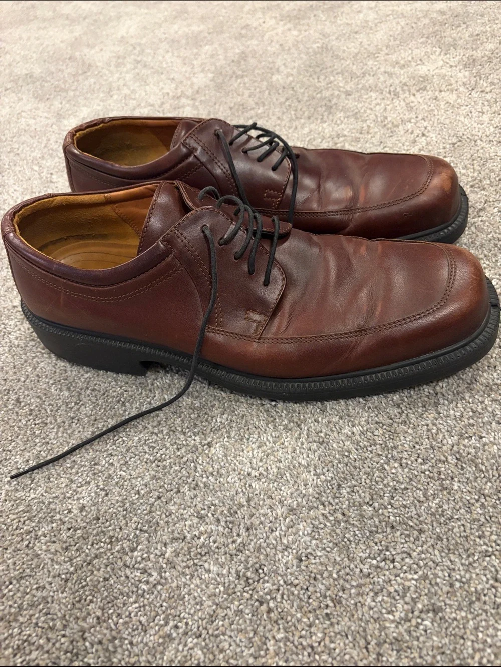 Ecco Brown Leather Derby Lace-Up Shoes